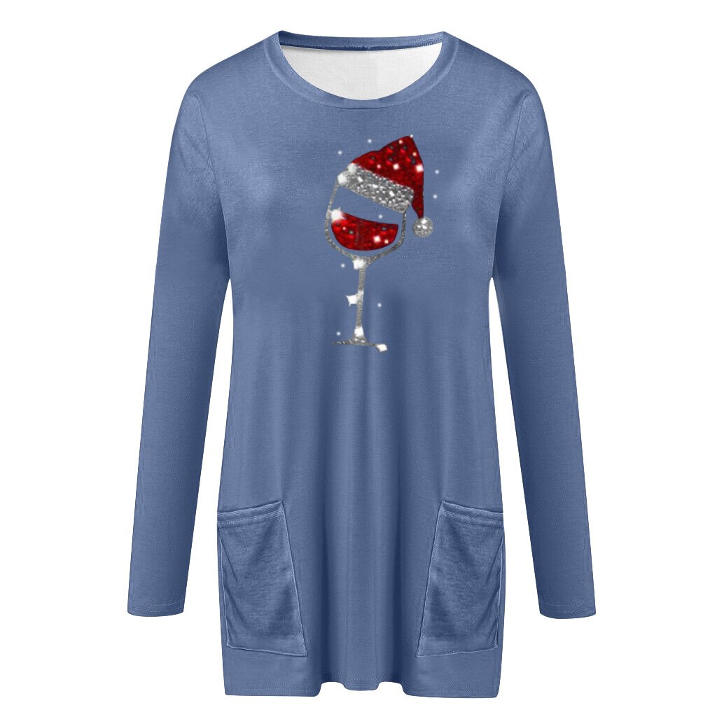 Wine & Santa Hat Casual Pull Femme