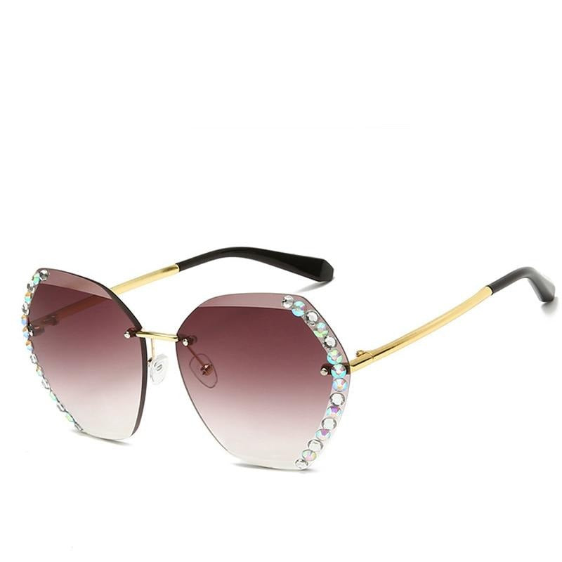 Lunettes de soleil sans monture avec strass