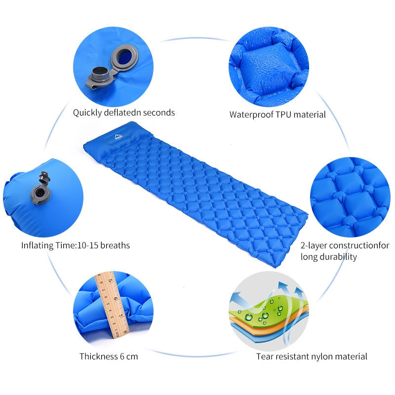 Matelas de couchage gonflable pour l'extérieur