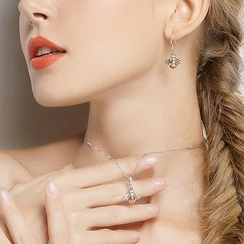 Boucles d'oreilles Abeille en Cristal