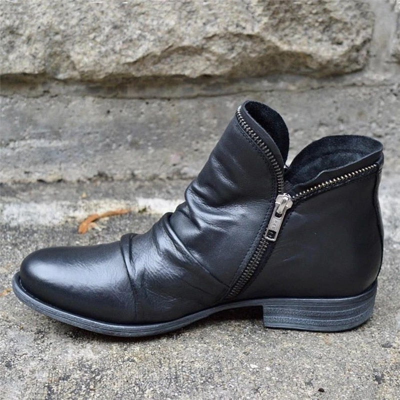 Bottes rétro à fermeture éclair pour femmes