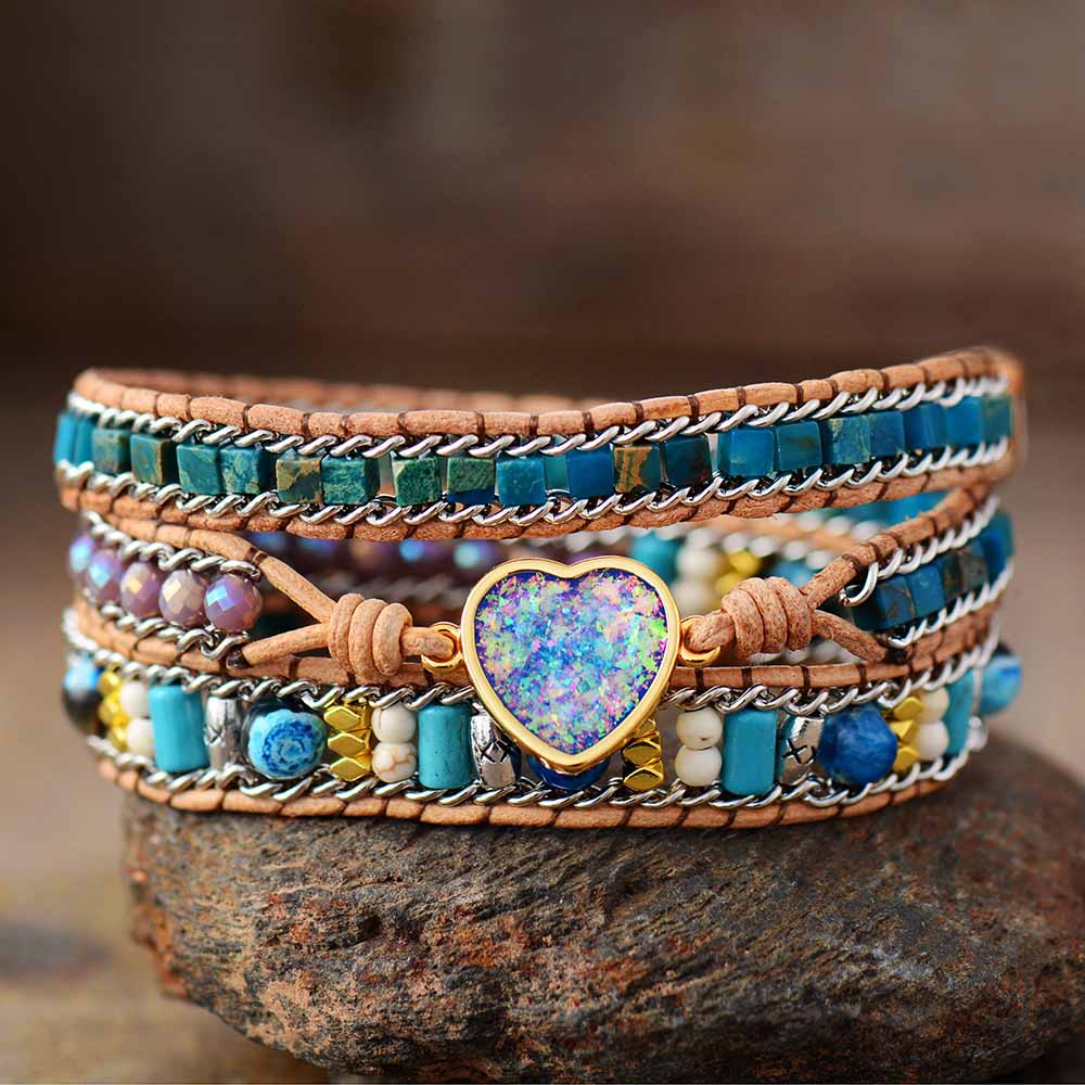 Bracelet enveloppant Opal Heart