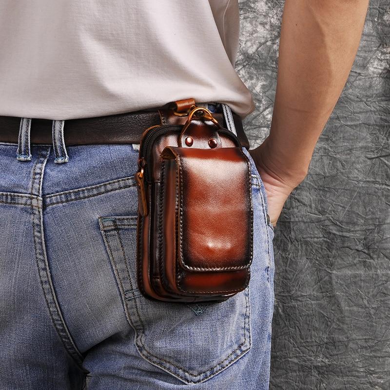 Sac de ceinture pour homme en cuir véritable