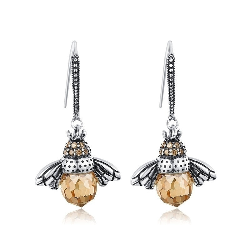 Boucles d'oreilles Abeille en Cristal