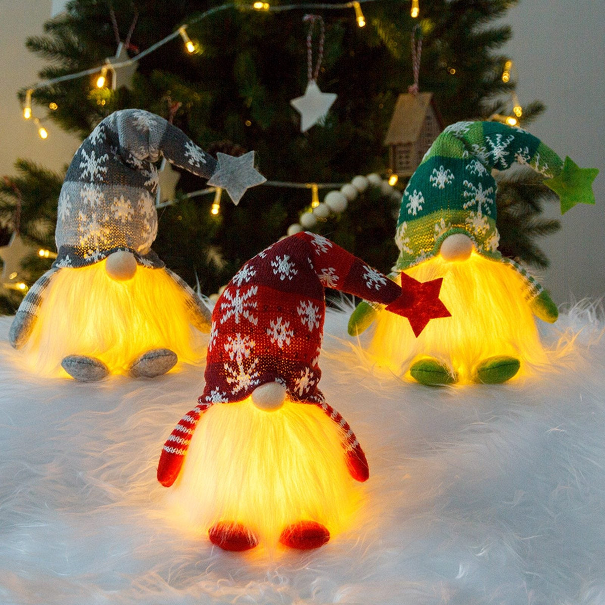 Gnome de Noël illuminé