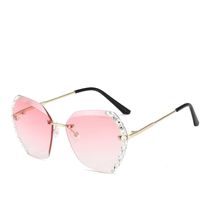 Lunettes de soleil sans monture avec strass