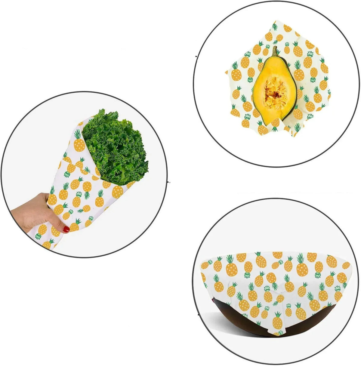 Emballages alimentaires en cire d'abeille - Lot de 3