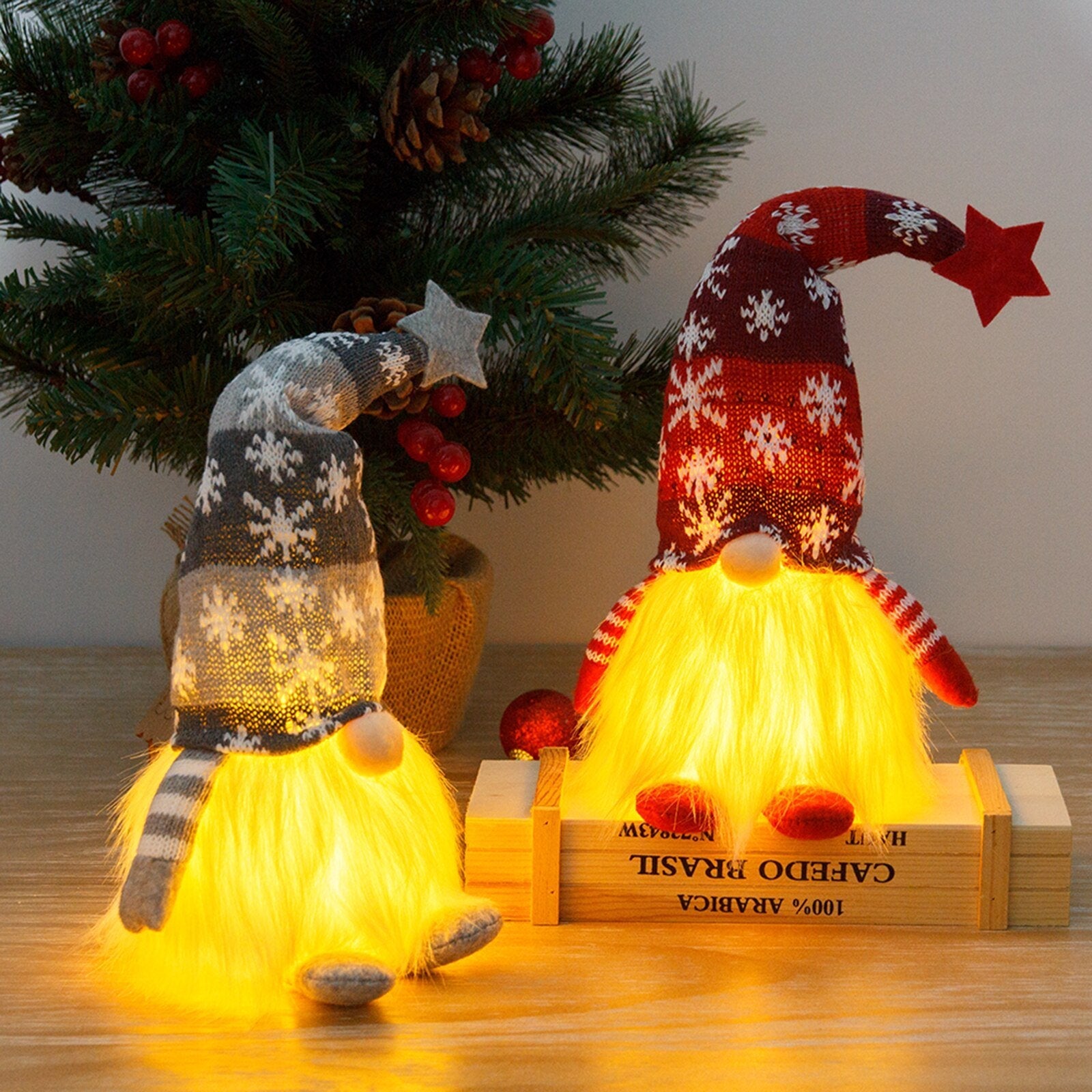 Gnome de Noël illuminé