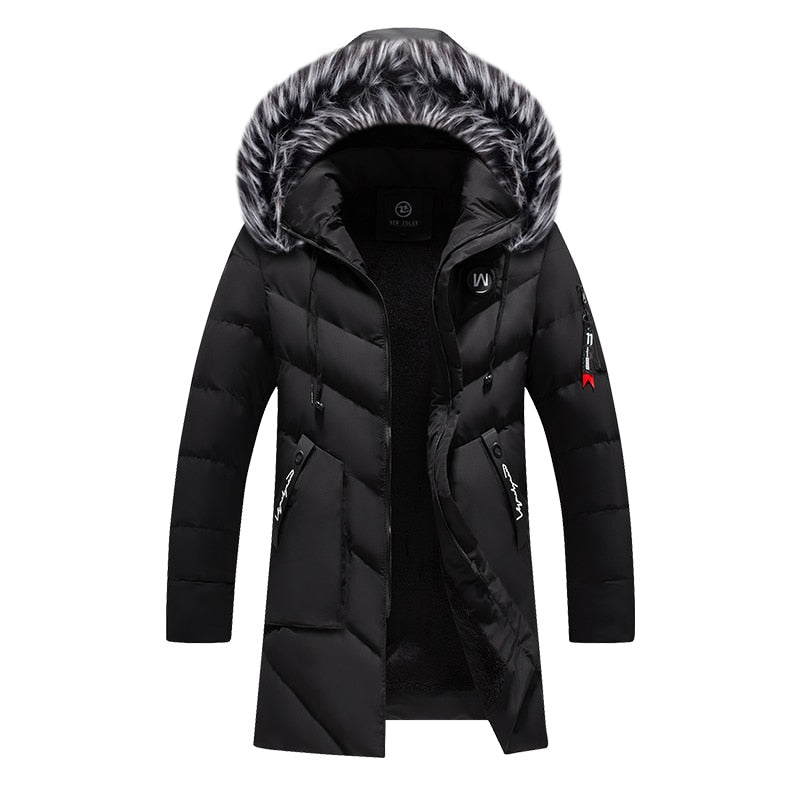 Manteau d&#39;hiver à capuche en fourrure pour hommes