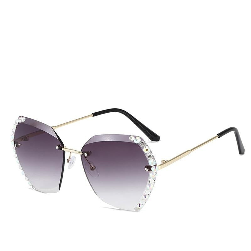 Lunettes de soleil sans monture avec strass