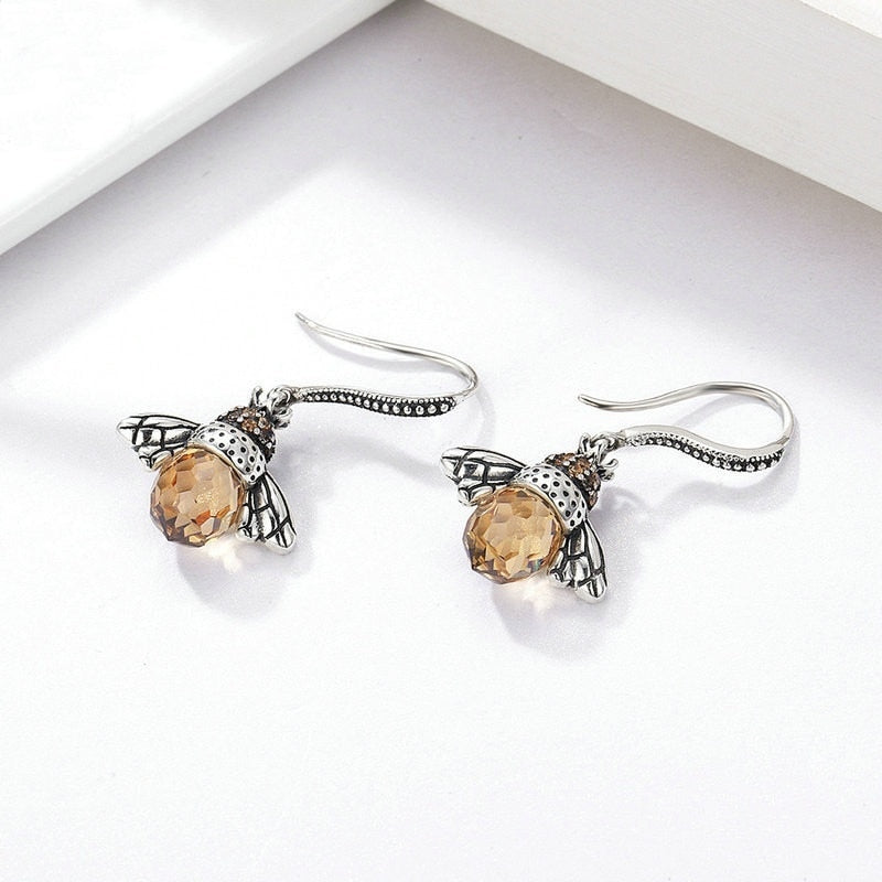 Boucles d'oreilles Abeille en Cristal