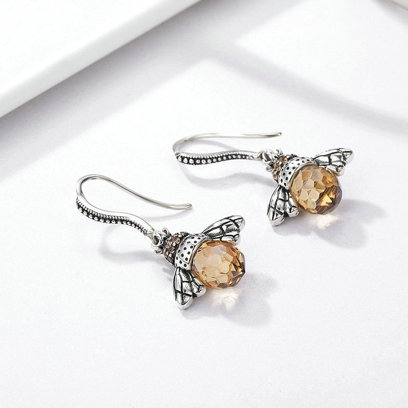 Boucles d'oreilles Abeille en Cristal