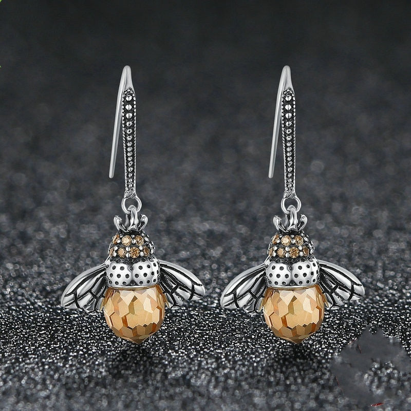 Boucles d'oreilles Abeille en Cristal