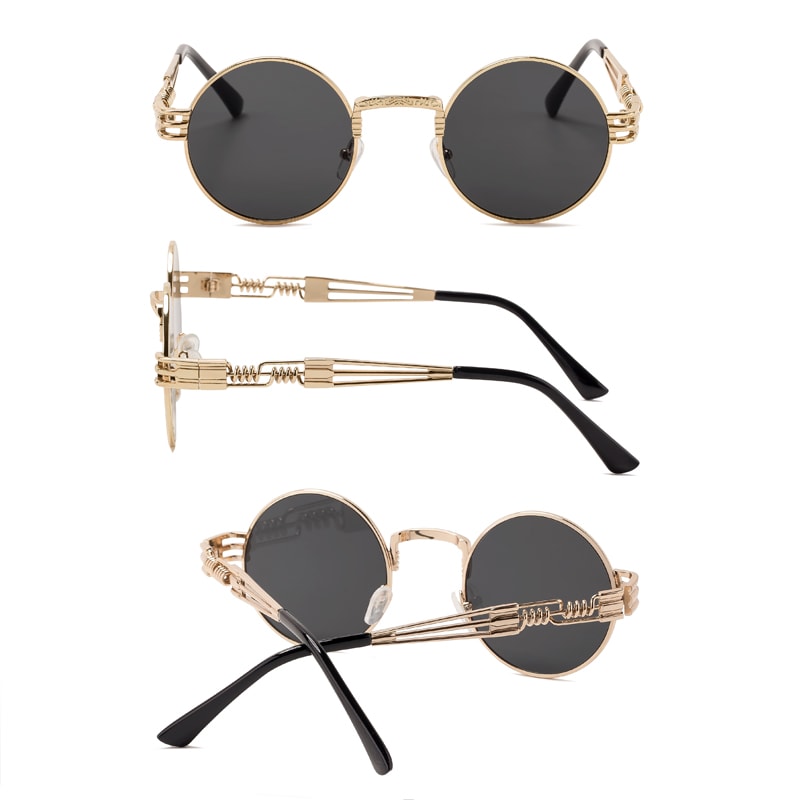 Lunettes de soleil Steampunk rondes en métal