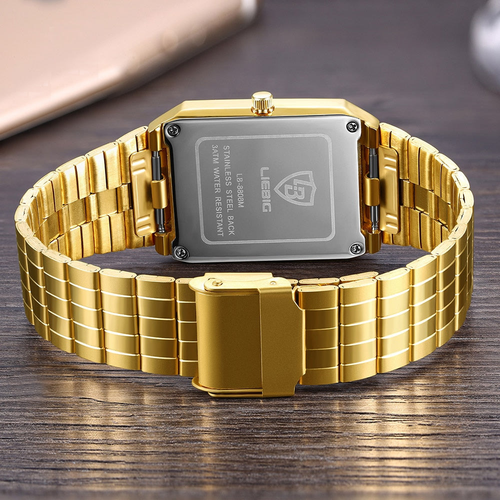 Montre-bracelet carrée en or de luxe