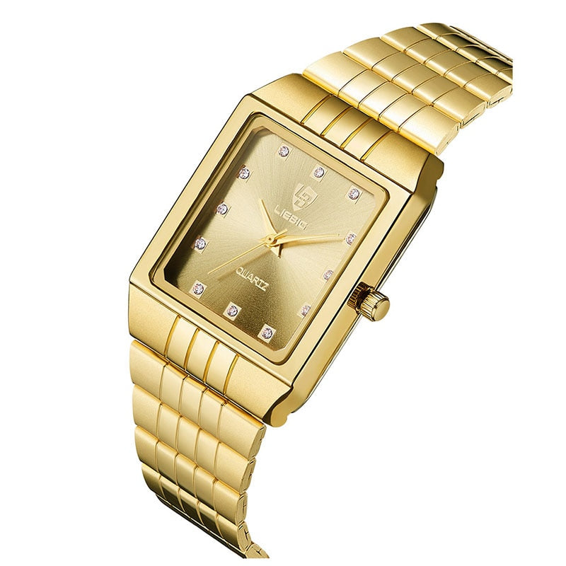 Montre-bracelet carrée en or de luxe