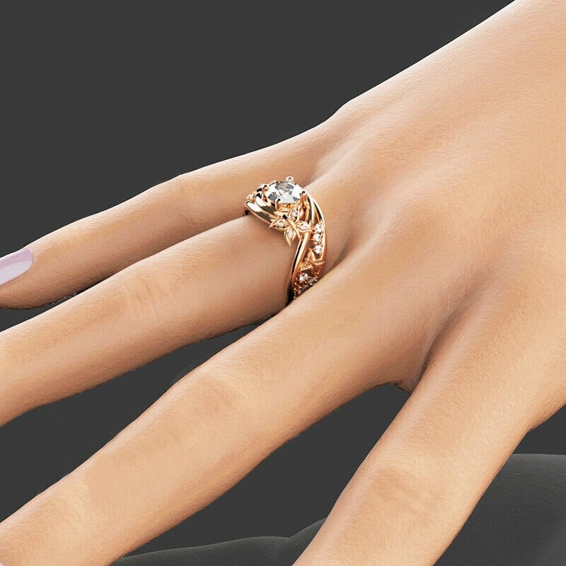 Bague fleur papillon avec strass creux