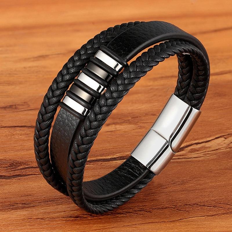 Bracelets élégants en cuir véritable pour hommes