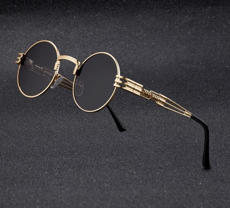 Lunettes de soleil Steampunk rondes en métal
