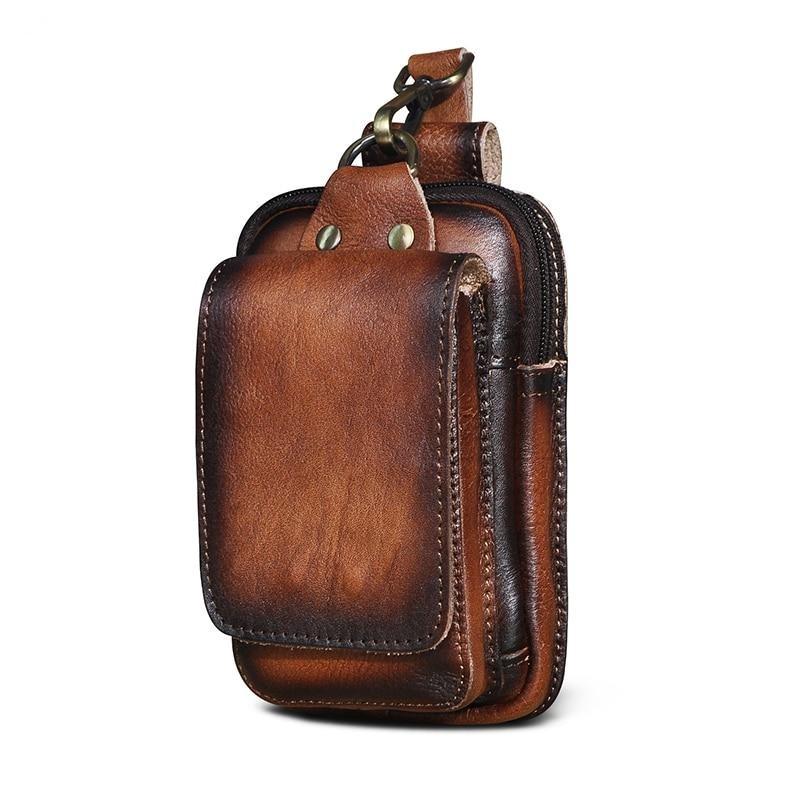 Sac de ceinture pour homme en cuir véritable