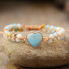 Bracelet coeur en amazonite naturelle