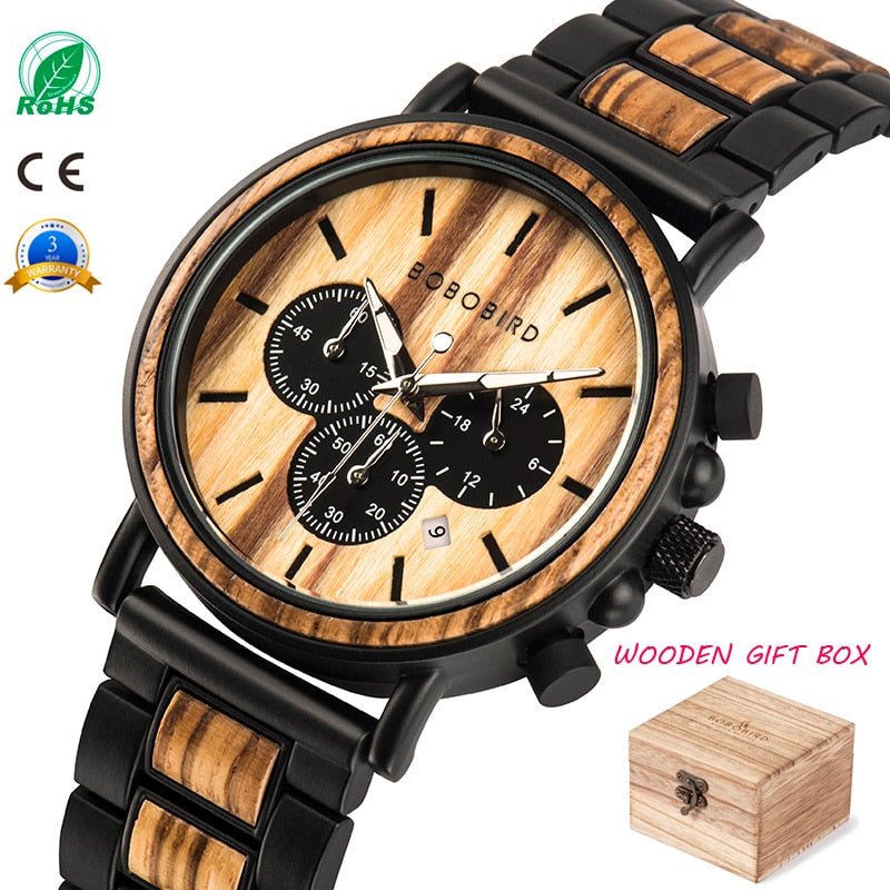 Montre de luxe en bois pour hommes