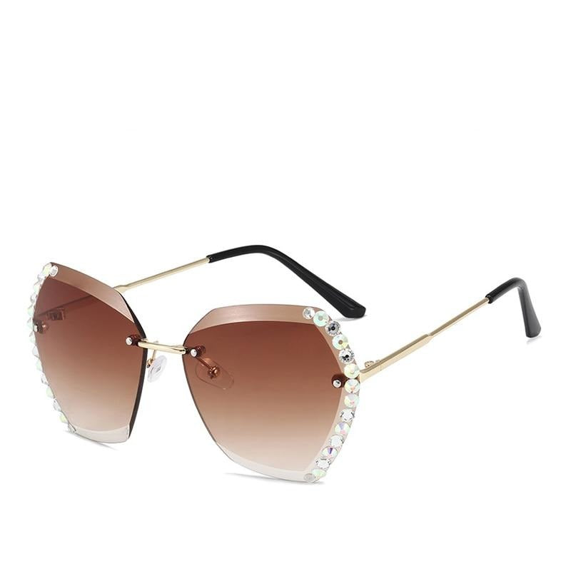 Lunettes de soleil sans monture avec strass