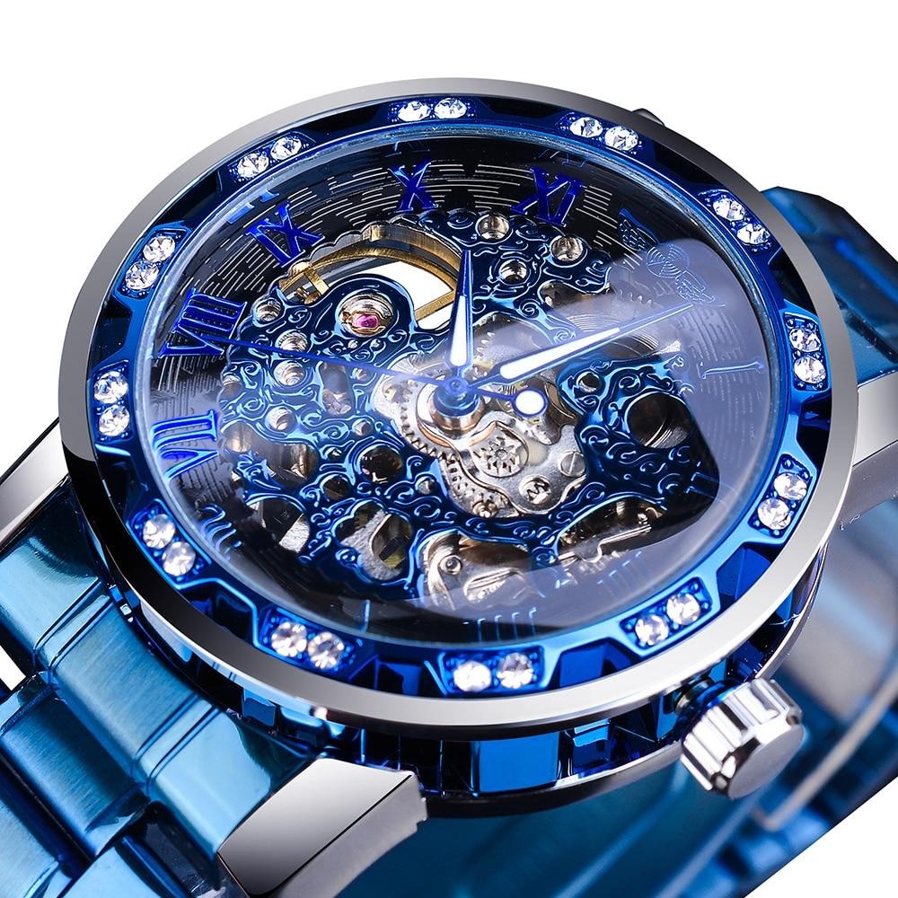 Montre mécanique rétro-squelette lumineuse