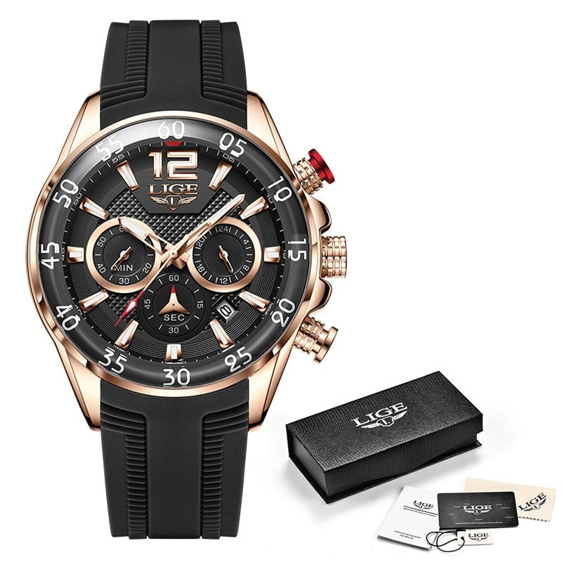 LIGE Montre sportive chronographe de luxe