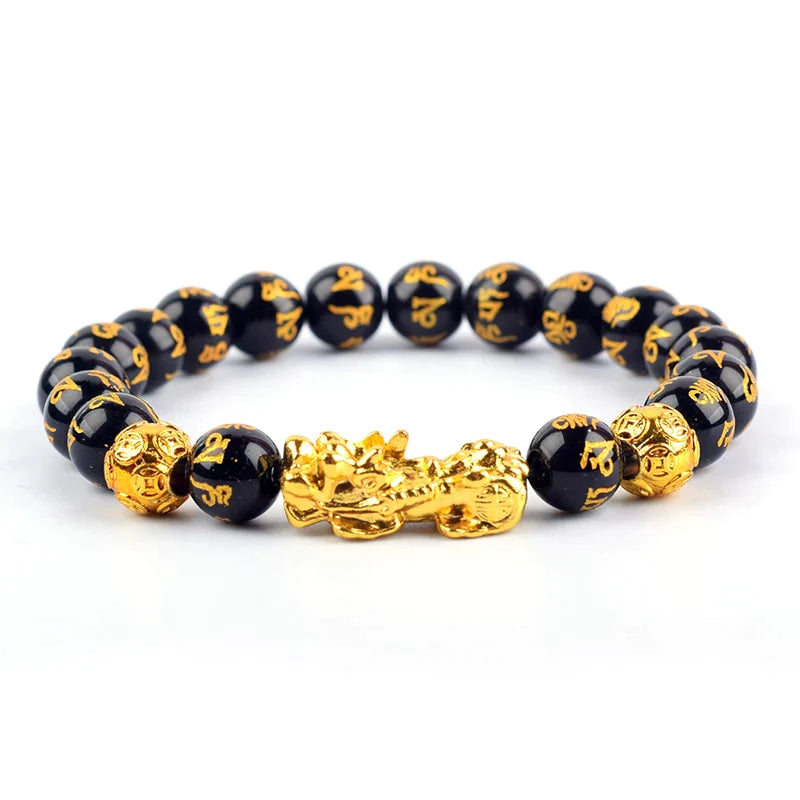 Bracelet Feng Shui en Obisidian noir