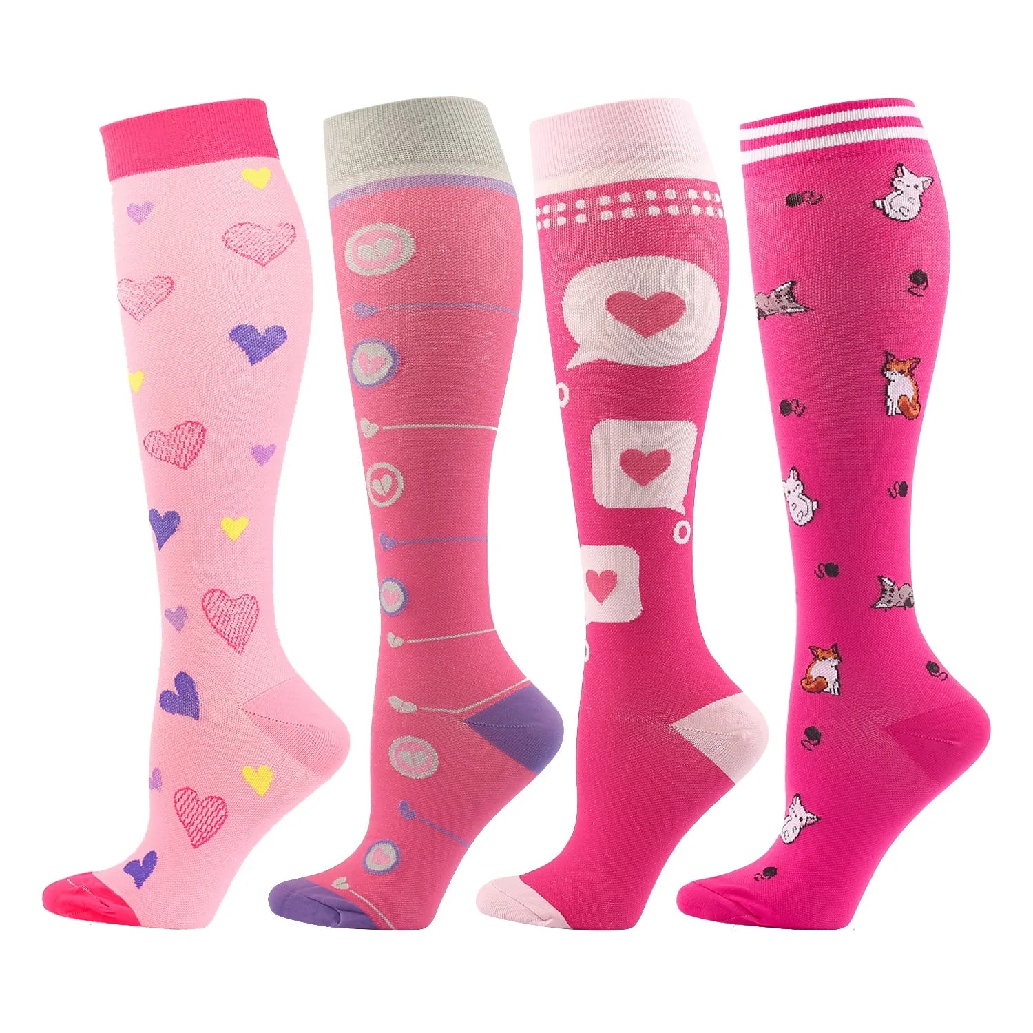 Chaussettes de compression longues et colorées (4 paires)