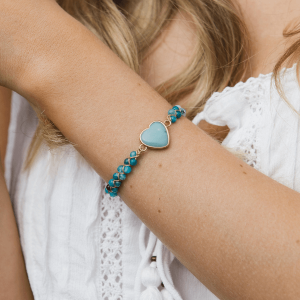 Bracelet coeur en amazonite naturelle
