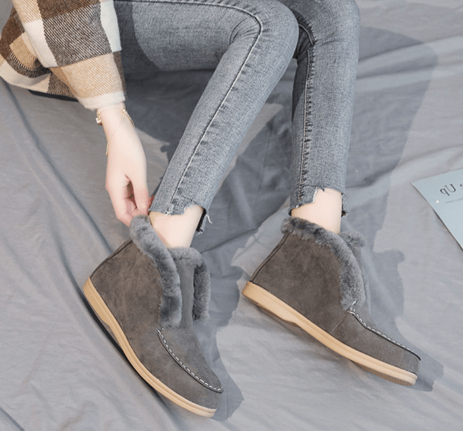 Bottines en daim et cuir