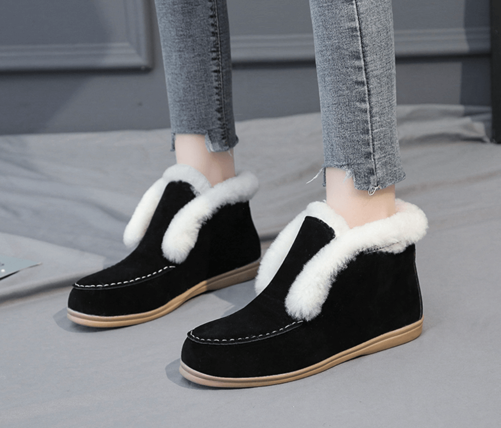 Bottines en daim et cuir