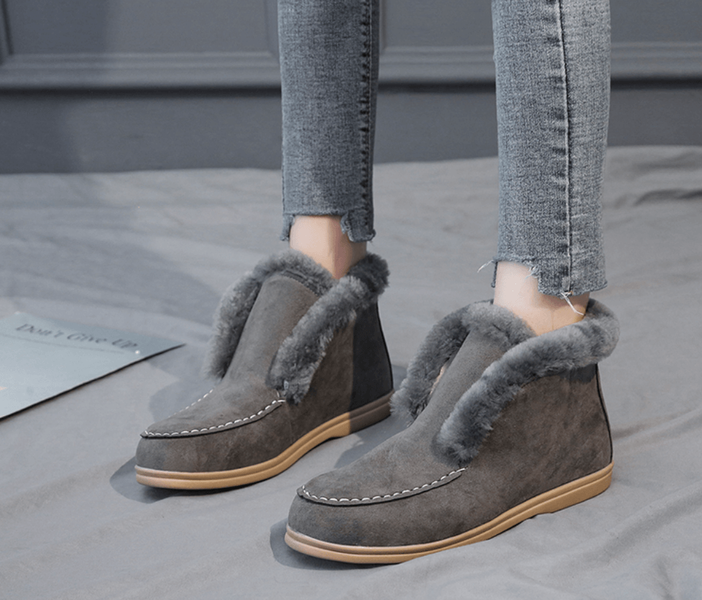 Bottines en daim et cuir