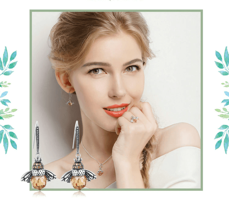 Boucles d'oreilles Abeille en Cristal