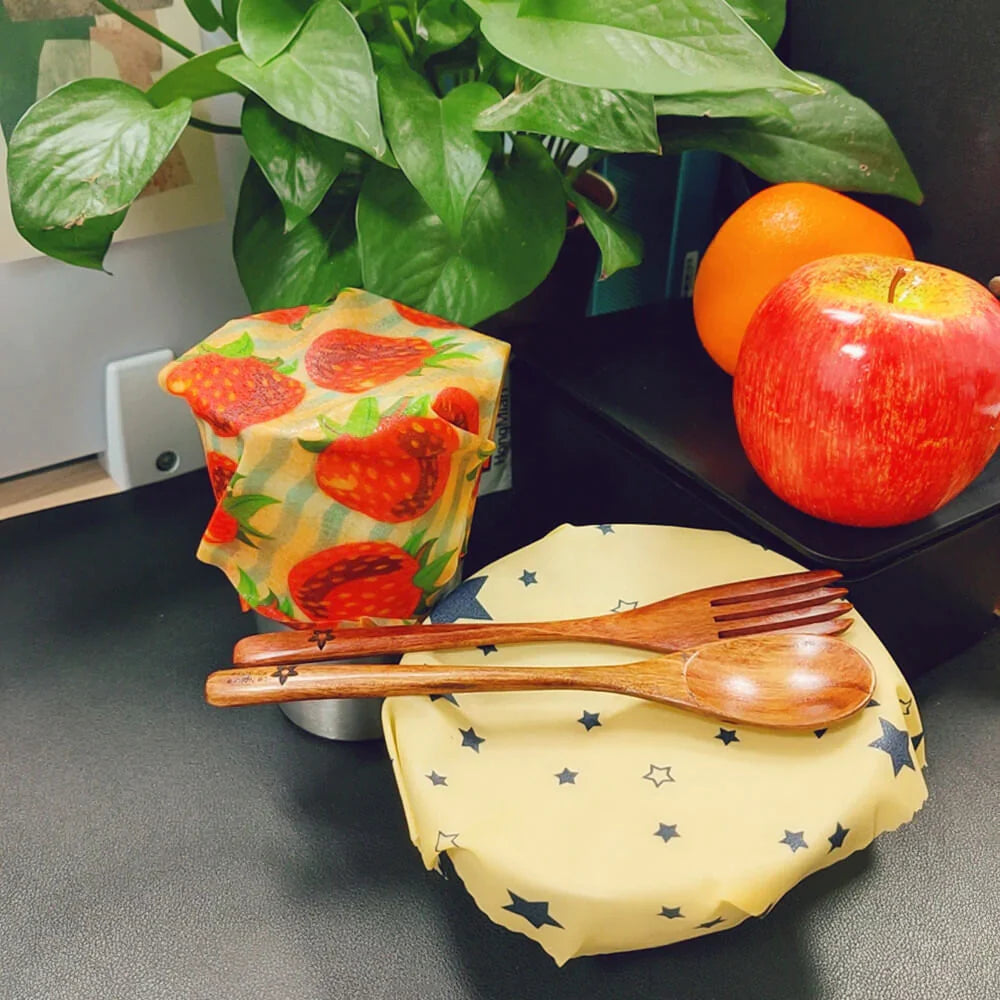 Emballages alimentaires en cire d'abeille - Lot de 3