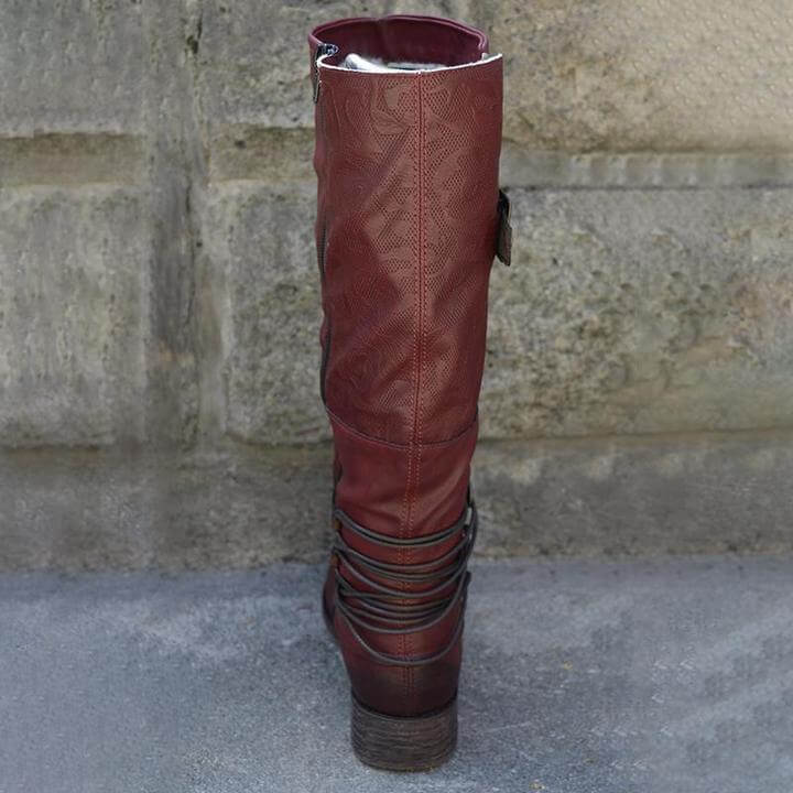 Bottes en cuir vintage à fermeture éclair pour femmes