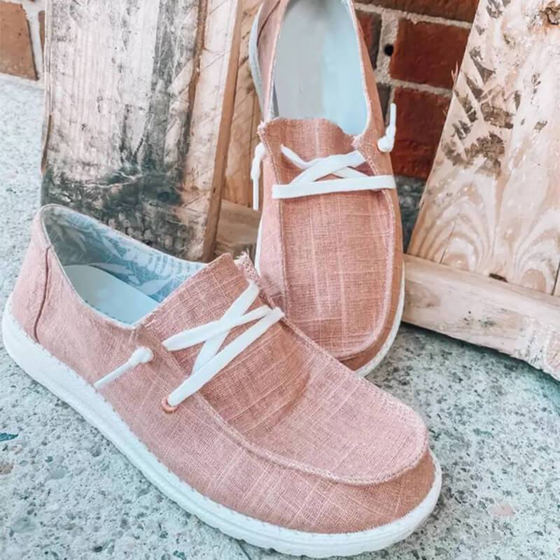 Mocassins à lacets en toile pour femmes