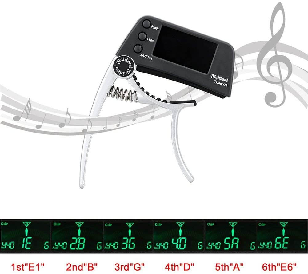 Capo et accordeur pour guitare 2-en-1