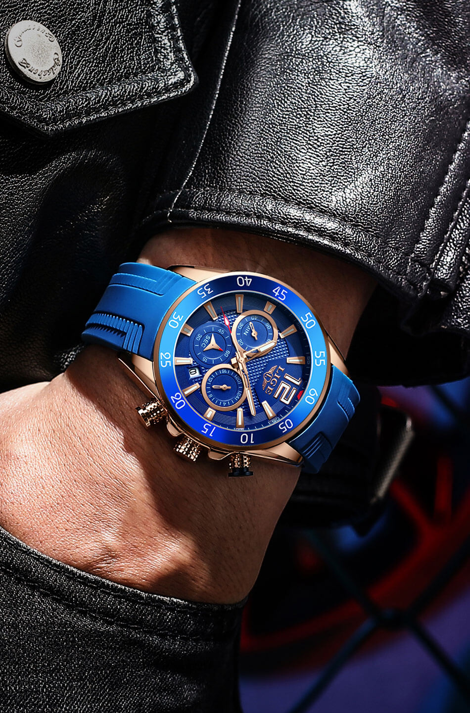 LIGE Montre sportive chronographe de luxe
