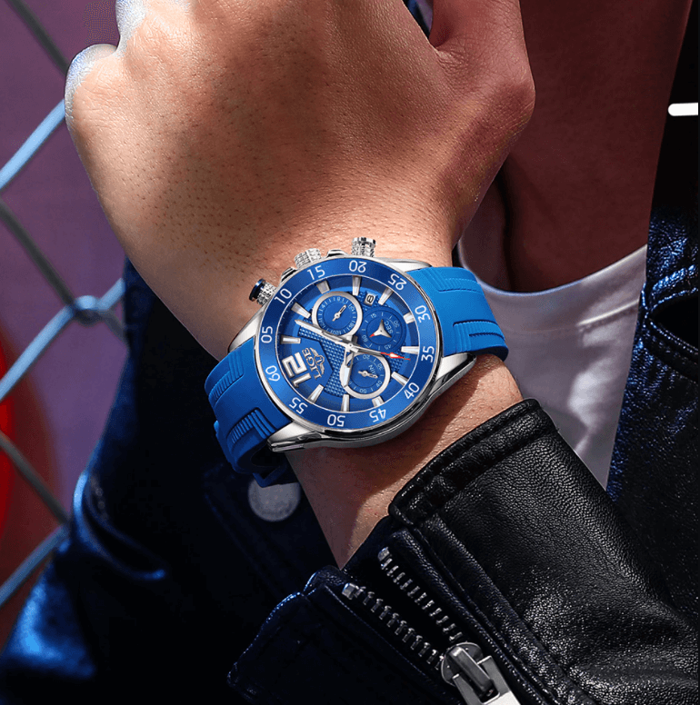 LIGE Montre sportive chronographe de luxe