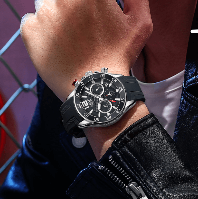 LIGE Montre sportive chronographe de luxe