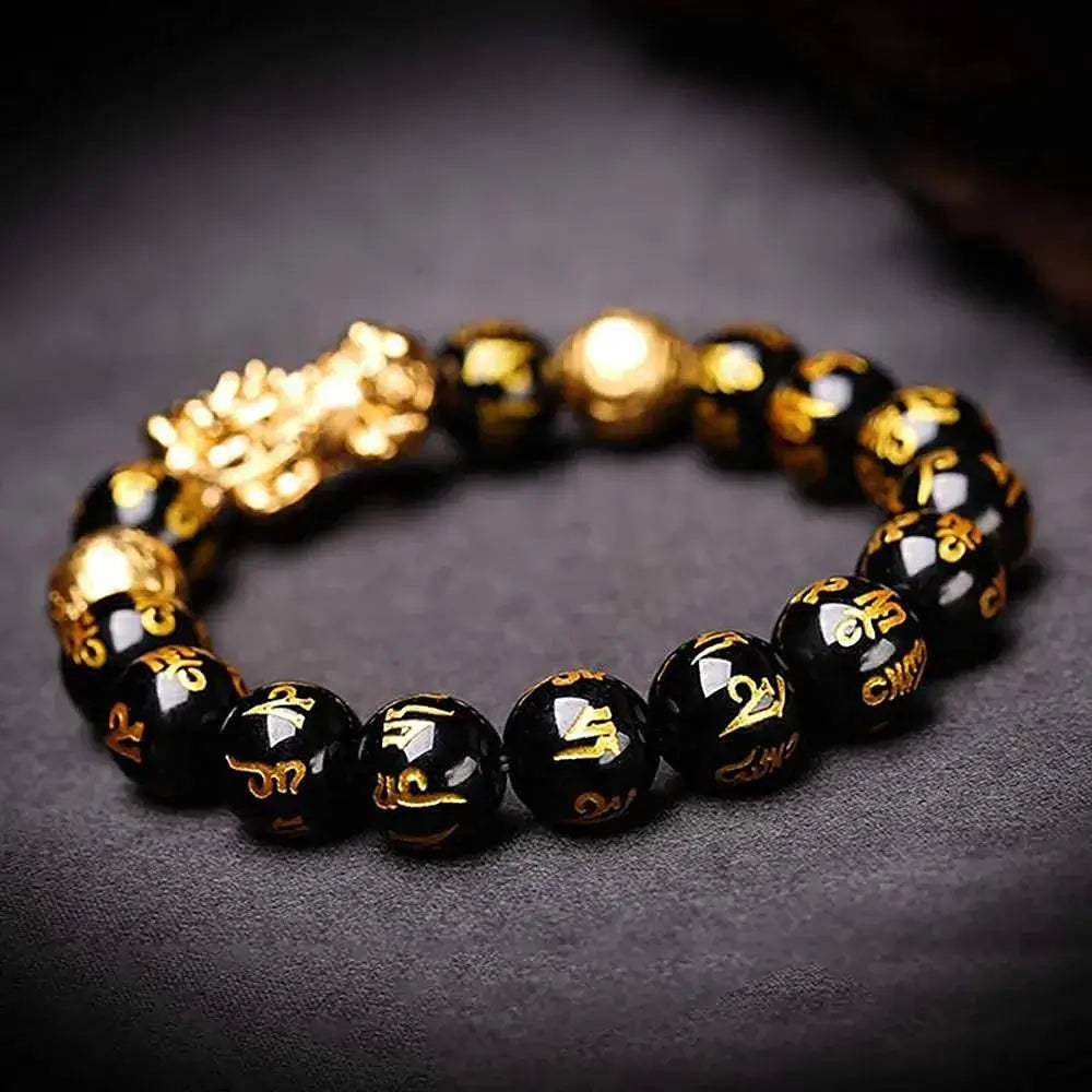 Bracelet Feng Shui en Obisidian noir