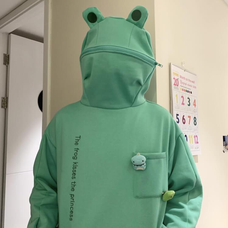 Sweat à capuche grenouille à fermeture éclair