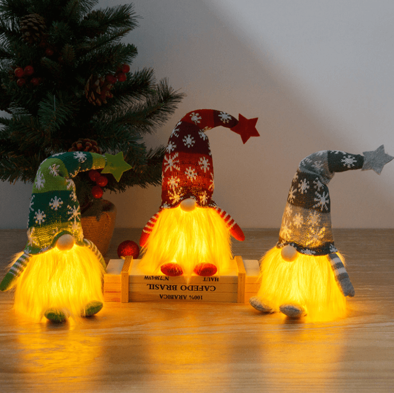 Gnome de Noël illuminé