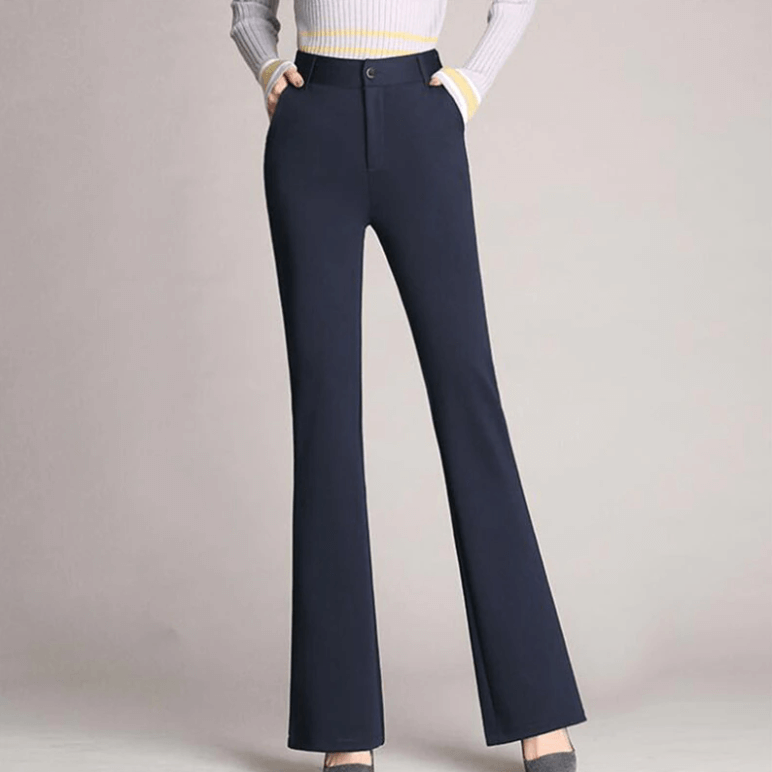 Pantalon slim évasé à taille haute