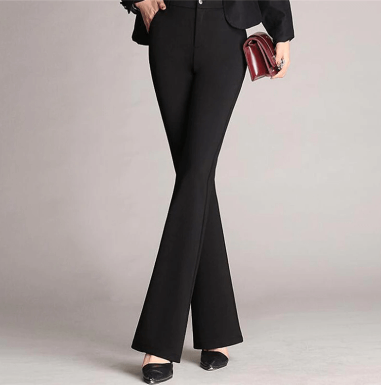 Pantalon slim évasé à taille haute