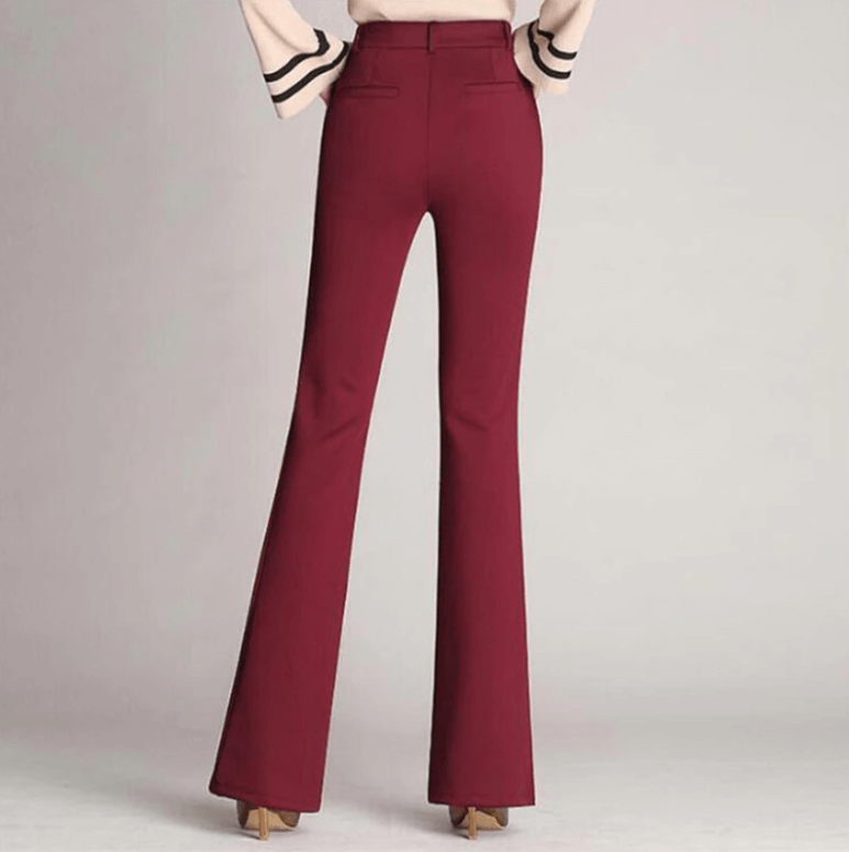 Pantalon slim évasé à taille haute