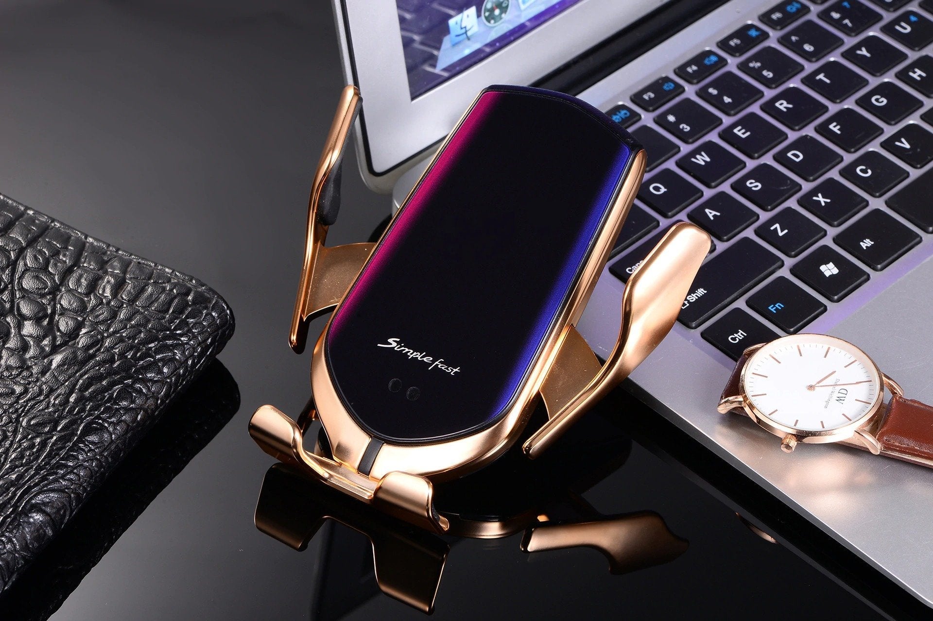 PREMIUM - Support de téléphone à serrage automatique | Chargeur sans fil